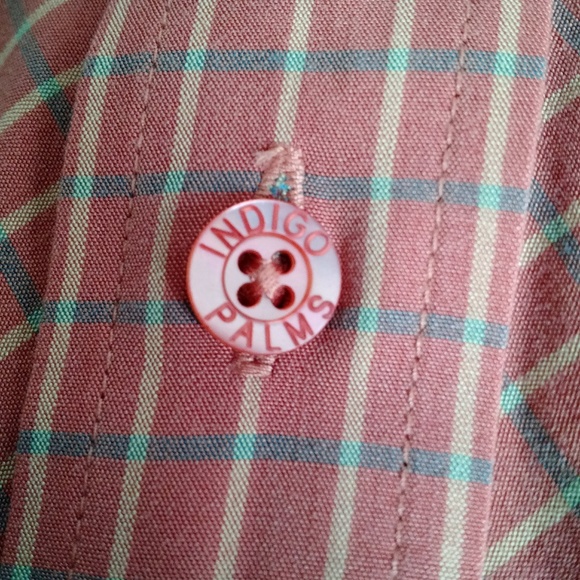 VERY TALL XL Men INDIGO PALMS Rusty brick Burnt orange-brown color Dress shirt - Picture 5 of 8